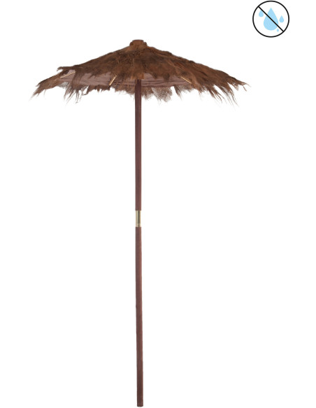 Parasol Rond 150 cm en Feuille de cocotier Marron Bois Julian - 1
