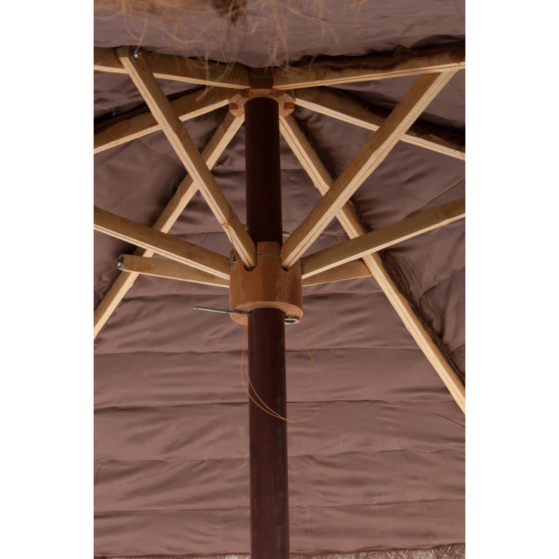 Parasol Rond 150 cm en Feuille de cocotier Marron Bois Julian - 3