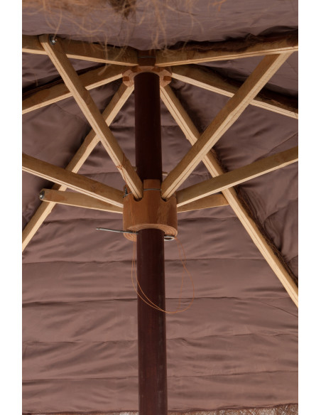 Parasol Rond 150 cm en Feuille de cocotier Marron Bois Julian - 3