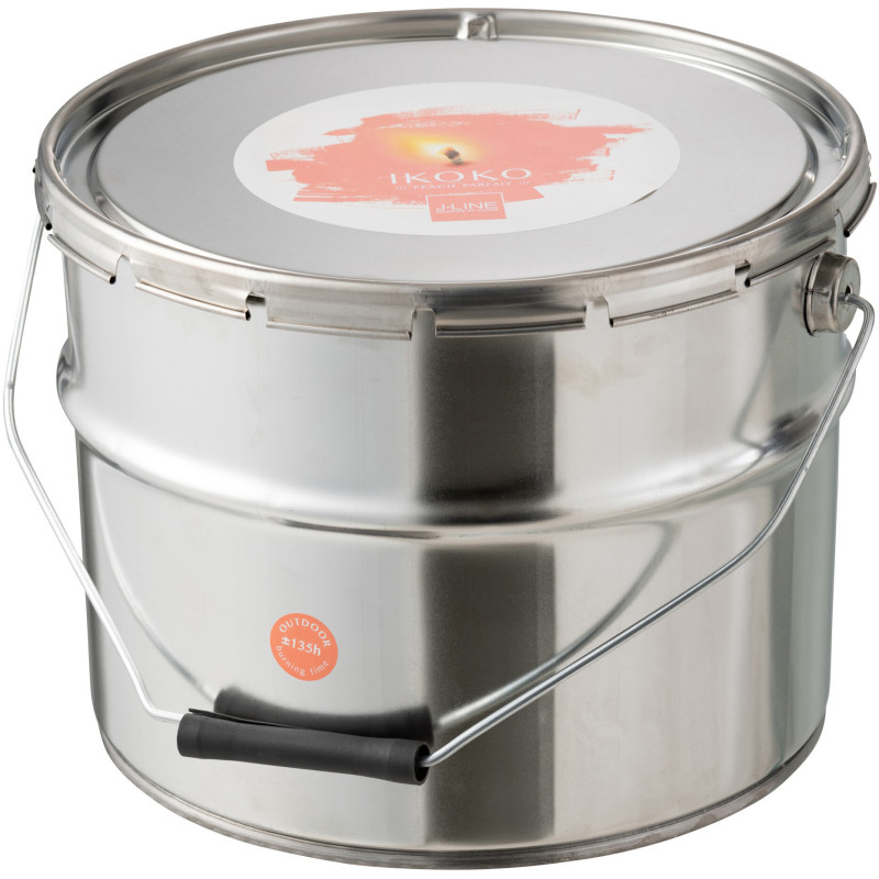 Bougie extérieur Pot de peinture XXL Acidulée 135 heures Parfum citronnelle en Cire Rose saumon Métal Argenté Ikoko - 2