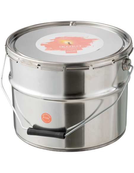 Bougie extérieur Pot de peinture XXL Acidulée 135 heures Parfum citronnelle en Cire Rose saumon Métal Argenté Ikoko - 2