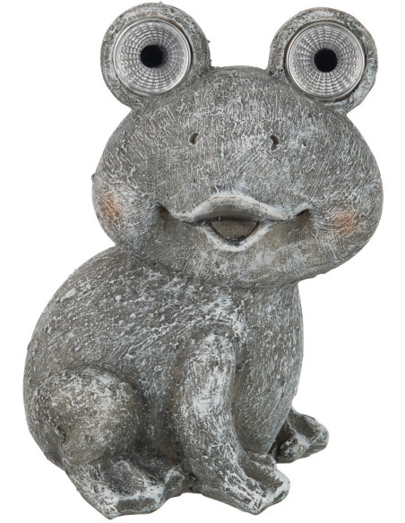 Statue Grenouille Solaire Hauteur 22 cm en Résine Gris Mendel J-Line - 1