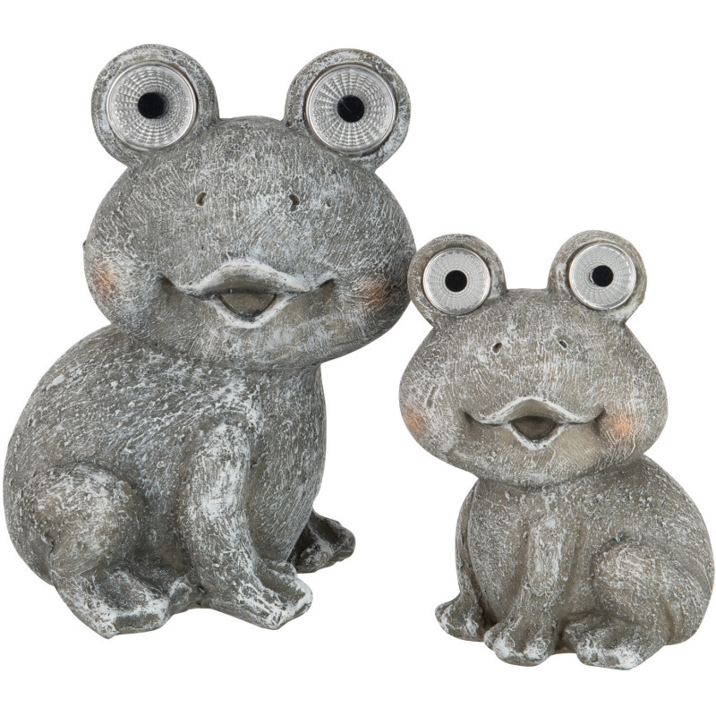 Statue Grenouille Solaire Hauteur 22 cm en Résine Gris Mendel J-Line - 3