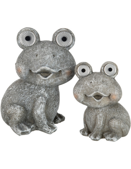 Statue Grenouille Solaire Hauteur 22 cm en Résine Gris Mendel J-Line - 3