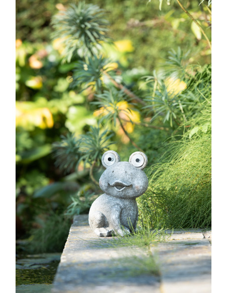 Statue Grenouille Solaire Hauteur 22 cm en Résine Gris Mendel J-Line - 4