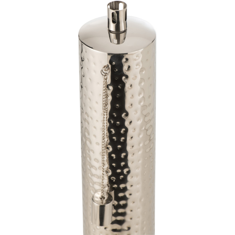 Torche de jardin design à poser Hauteur 65 cm en Acier inoxydable Argenté Effet martelé Nizar - 3