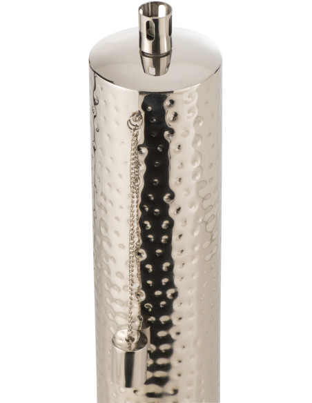 Torche de jardin design à poser Hauteur 65 cm en Acier inoxydable Argenté Effet martelé Nizar - 3