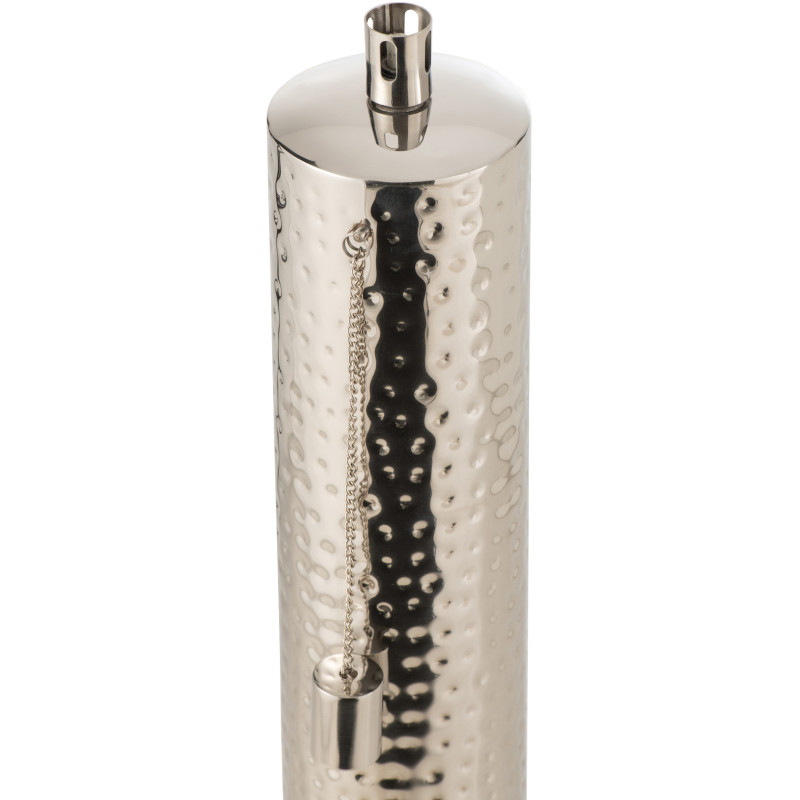 Torche de jardin design à poser Hauteur 85 cm en Acier inoxydable Argenté Effet martelé Nizar - 3