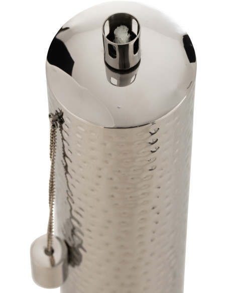 Torche de jardin design à poser Hauteur 85 cm en Acier inoxydable Argenté Effet martelé Nizar - 4