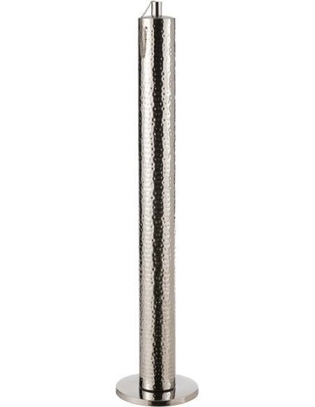 Torche de jardin design à poser Hauteur 105 cm en Acier inoxydable Argenté Effet martelé Nizar - 1