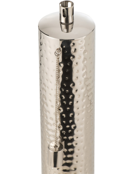 Torche de jardin design à poser Hauteur 105 cm en Acier inoxydable Argenté Effet martelé Nizar - 3