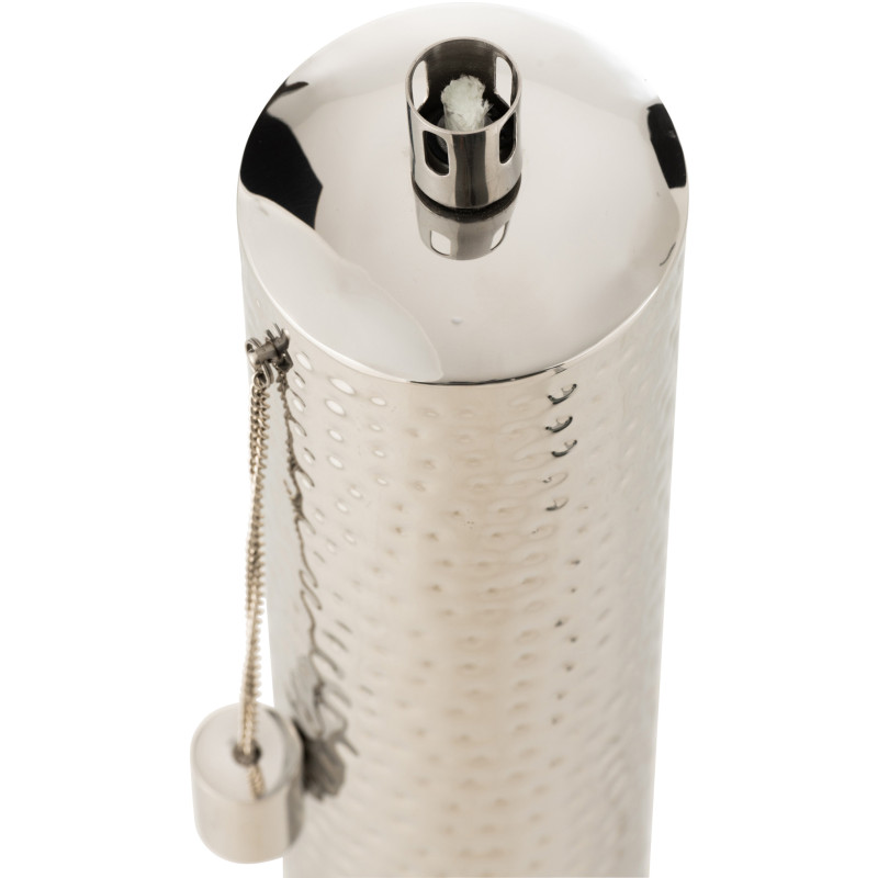 Torche de jardin design à poser Hauteur 105 cm en Acier inoxydable Argenté Effet martelé Nizar - 4