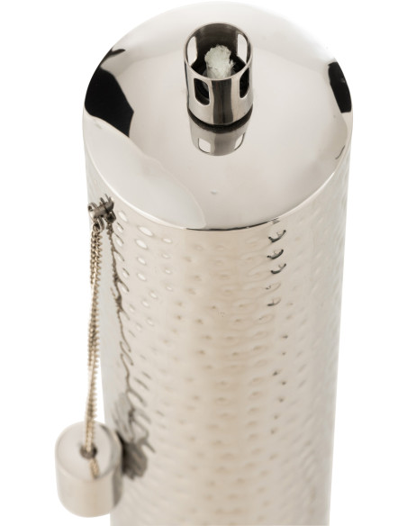 Torche de jardin design à poser Hauteur 105 cm en Acier inoxydable Argenté Effet martelé Nizar - 4