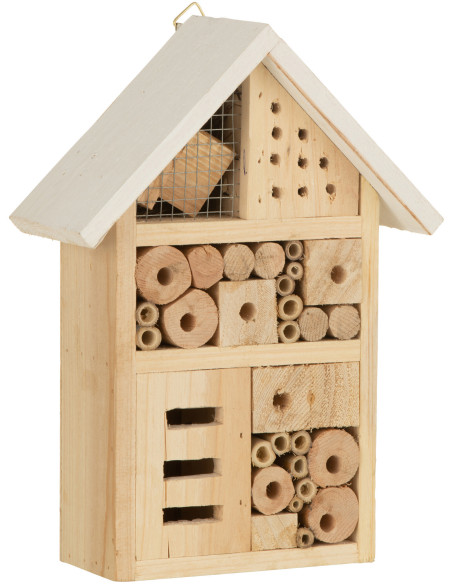 Hôtel à insectes Hauteur 25 cm en Bois de pin Naturel Femi - 1