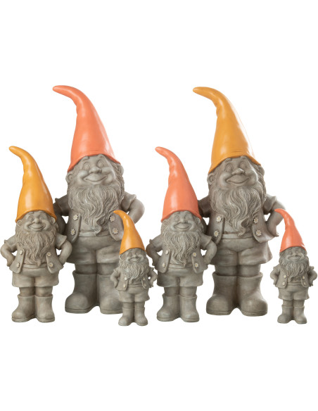 Nain de jardin rigolo avec chapeau 45 cm en Résine Gris Orange Gino (Lot de 2) - 2