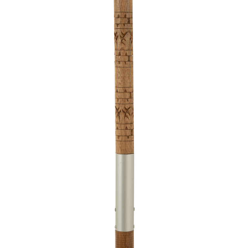 Parasol Rond 140 cm en Coton Noir Bois Naturel avec pompons Vahan - 7