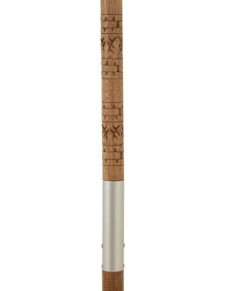 Parasol Rond 140 cm en Coton Noir Bois Naturel avec pompons Vahan - 7