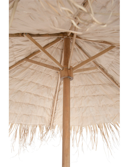Parasol Rond 250 cm en Paille Naturel Bois Gianni - 3