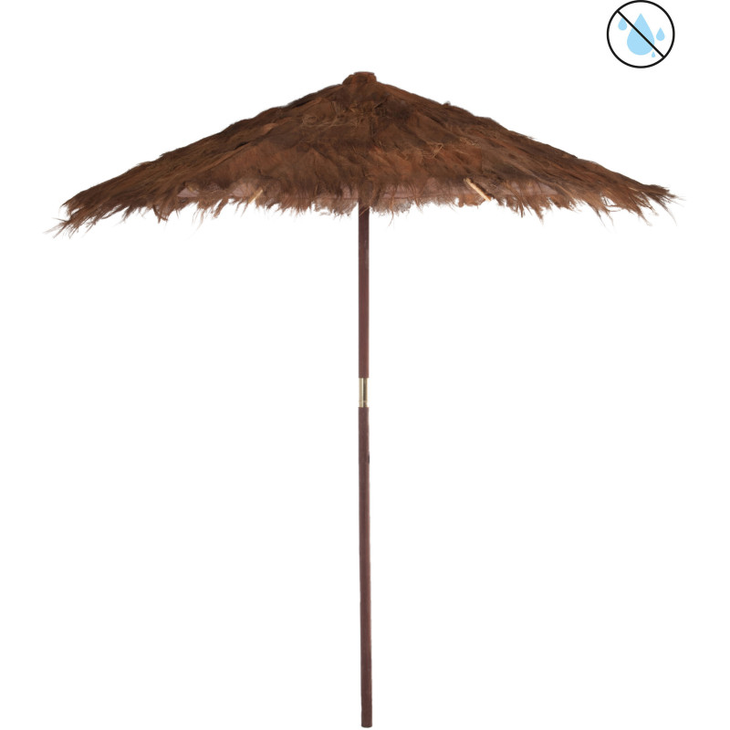 Parasol Rond 290 cm en Feuille de cocotier Marron Bois Niu - 1
