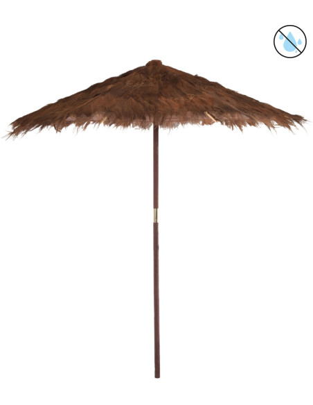 Parasol Rond 290 cm en Feuille de cocotier Marron Bois Niu - 1