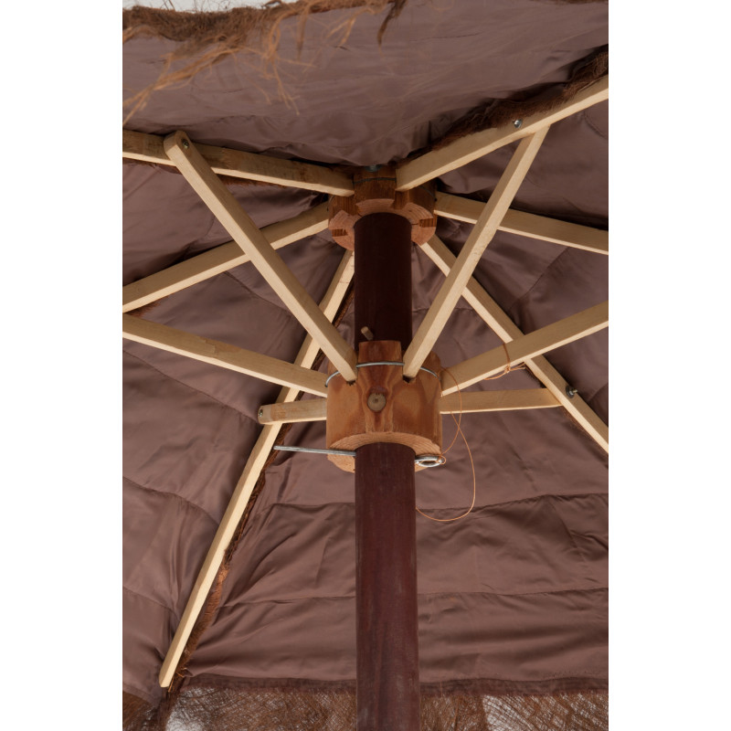 Parasol Rond 290 cm en Feuille de cocotier Marron Bois Niu - 3