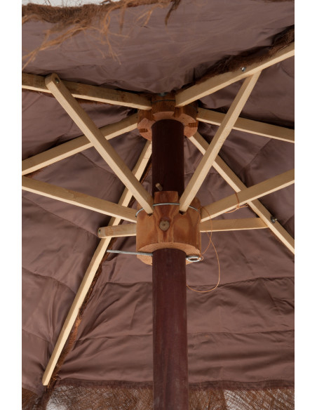 Parasol Rond 290 cm en Feuille de cocotier Marron Bois Niu - 3