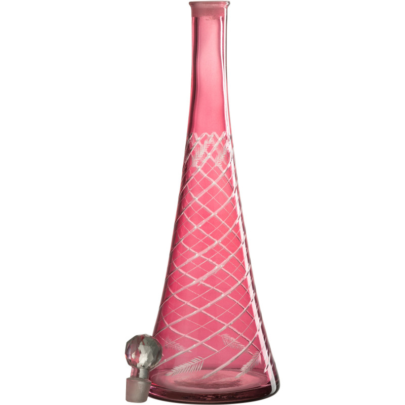 Bouteille déco avec bouchon Hauteur 42 cm en Verre Rouge Motif laurier Stem - 3