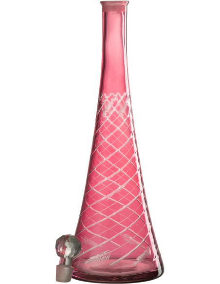 Bouteille déco avec bouchon Hauteur 42 cm en Verre Rouge Motif laurier Stem - 3