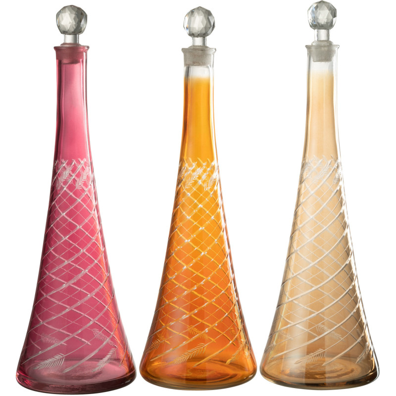 Bouteille déco avec bouchon Hauteur 42 cm en Verre Rouge Motif laurier Stem - 4