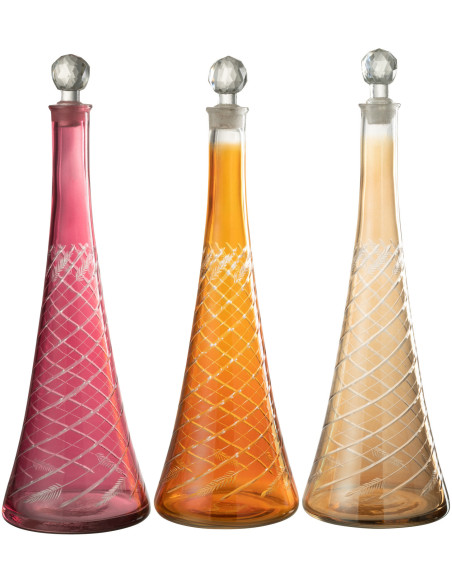 Bouteille déco avec bouchon Hauteur 42 cm en Verre Rouge Motif laurier Stem - 4