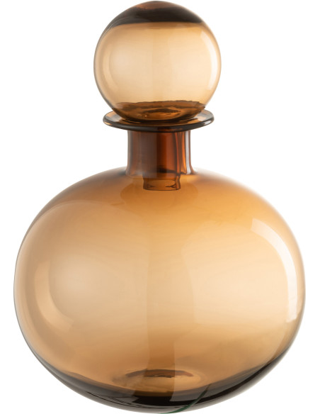 Bouteille déco ronde avec bouchon Hauteur 29 cm en Verre Marron Dyanna - 1