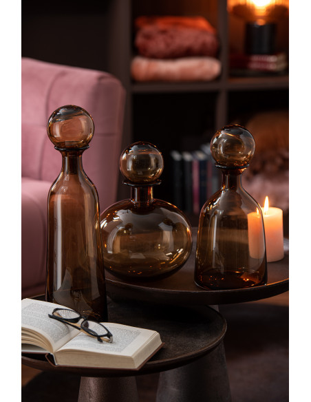 Bouteille déco ronde avec bouchon Hauteur 29 cm en Verre Marron Dyanna - 2
