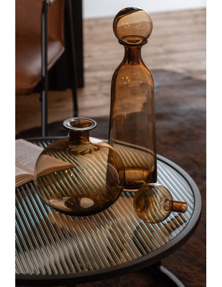 Bouteille déco ronde avec bouchon Hauteur 29 cm en Verre Marron Dyanna - 4
