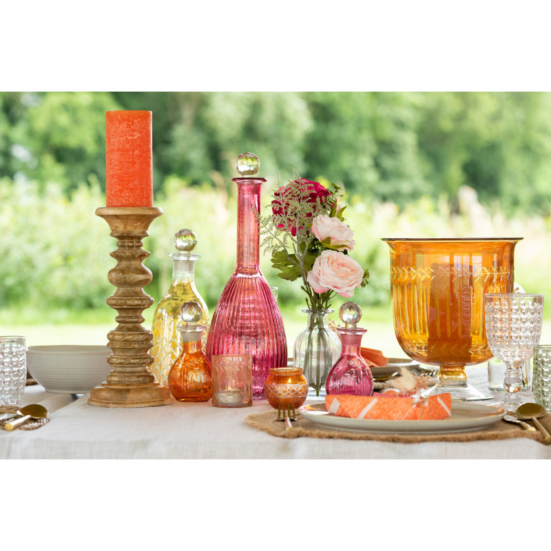 Bouteille déco avec bouchon Hauteur 39 cm en Verre Rouge Motif lignes Brier - 2