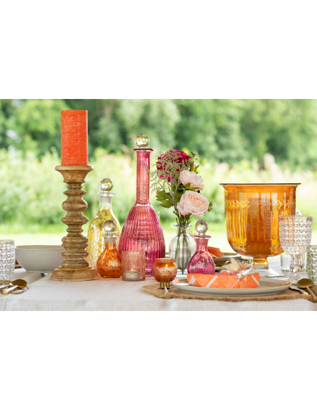 Bouteille déco avec bouchon Hauteur 39 cm en Verre Rouge Motif lignes Brier - 2