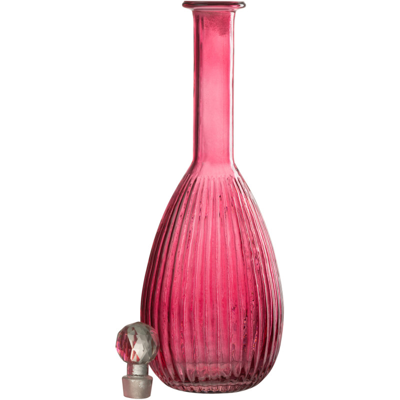 Bouteille déco avec bouchon Hauteur 39 cm en Verre Rouge Motif lignes Brier - 3