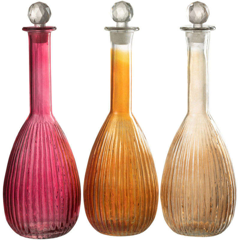 Bouteille déco avec bouchon Hauteur 39 cm en Verre Rouge Motif lignes Brier - 4