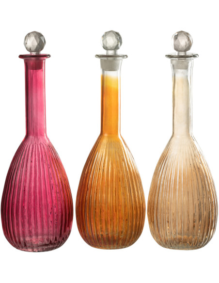 Bouteille déco avec bouchon Hauteur 39 cm en Verre Rouge Motif lignes Brier - 4