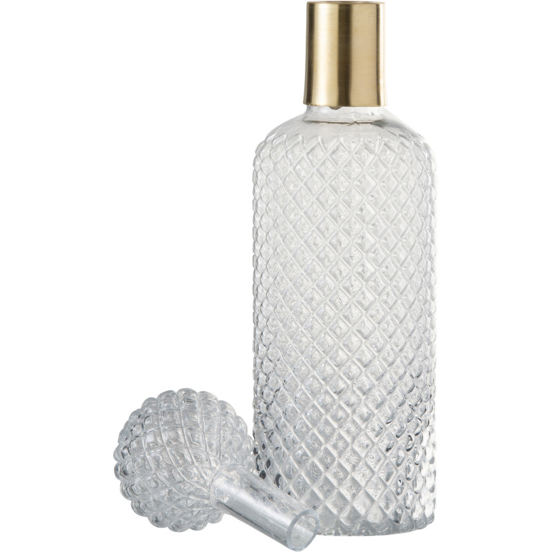 Bouteille déco avec bouchon Hauteur 38 cm en Verre Semi-transparent Métal Doré Motif losanges Isis - 2