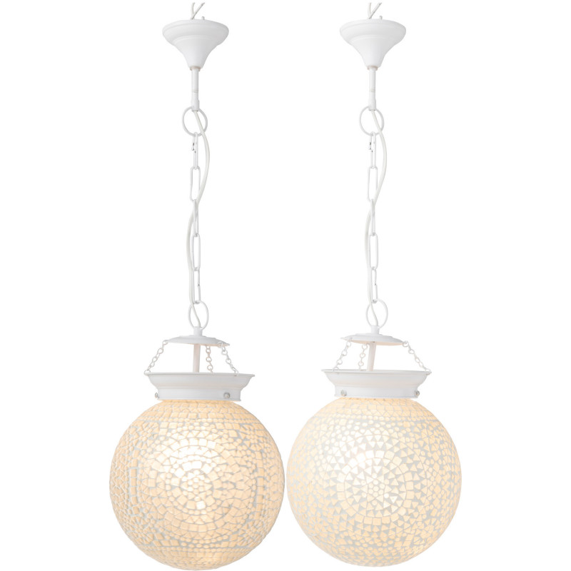 Suspension Eki 15 cm en Verre Blanc Métal Avec mosaïque (Lot de 2) - 2