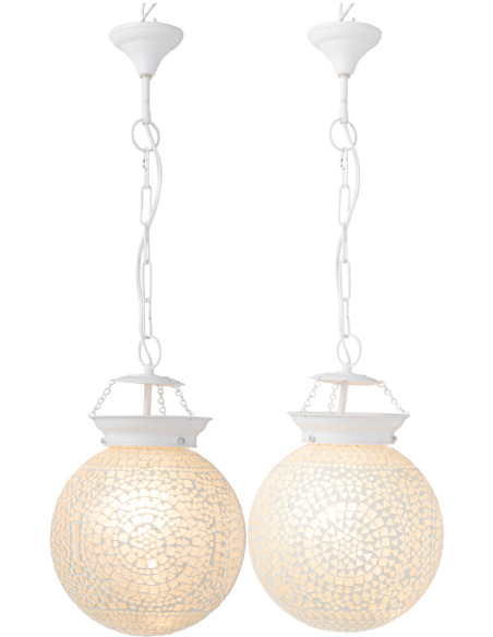 Suspension Eki 15 cm en Verre Blanc Métal Avec mosaïque (Lot de 2) - 2