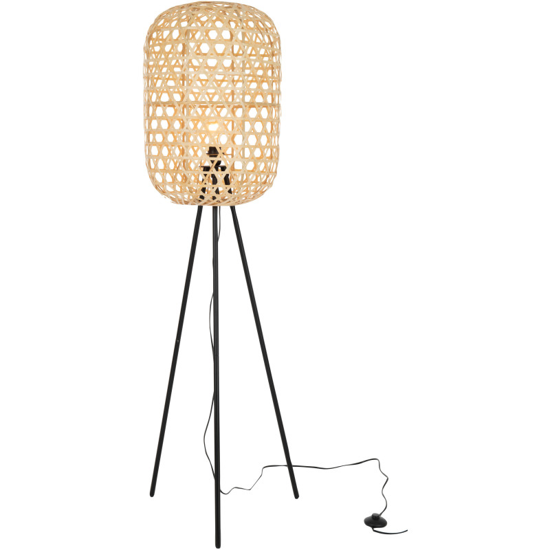 Lampadaire sur trépied XL Élénia en Bambou Naturel Métal Noir - 2
