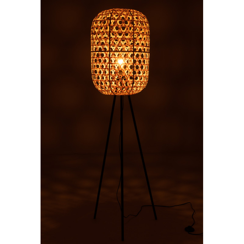 Lampadaire sur trépied XL Élénia en Bambou Naturel Métal Noir - 3