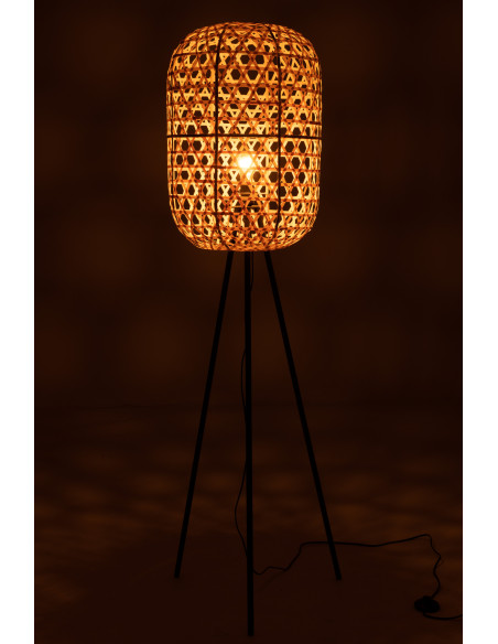 Lampadaire sur trépied XL Élénia en Bambou Naturel Métal Noir - 3