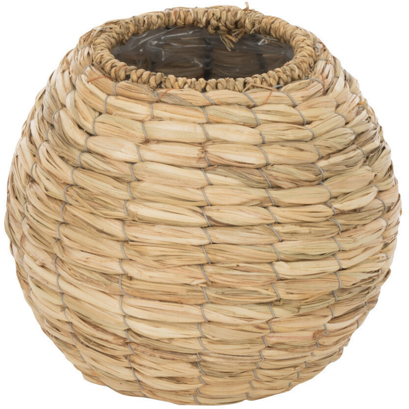 Vase Boule Yumi Hauteur 20 cm en Paille Naturel Motif tressé - 1
