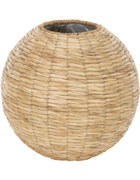 Vase Boule Yumi Hauteur 30 cm en Paille Naturel Motif tressé - 1