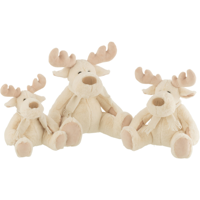 Décoration de Noël Renne avec écharpe 30 cm en Polyester Blanc Beige - 2