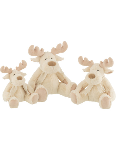 Décoration de Noël Renne avec écharpe 30 cm en Polyester Blanc Beige - 2