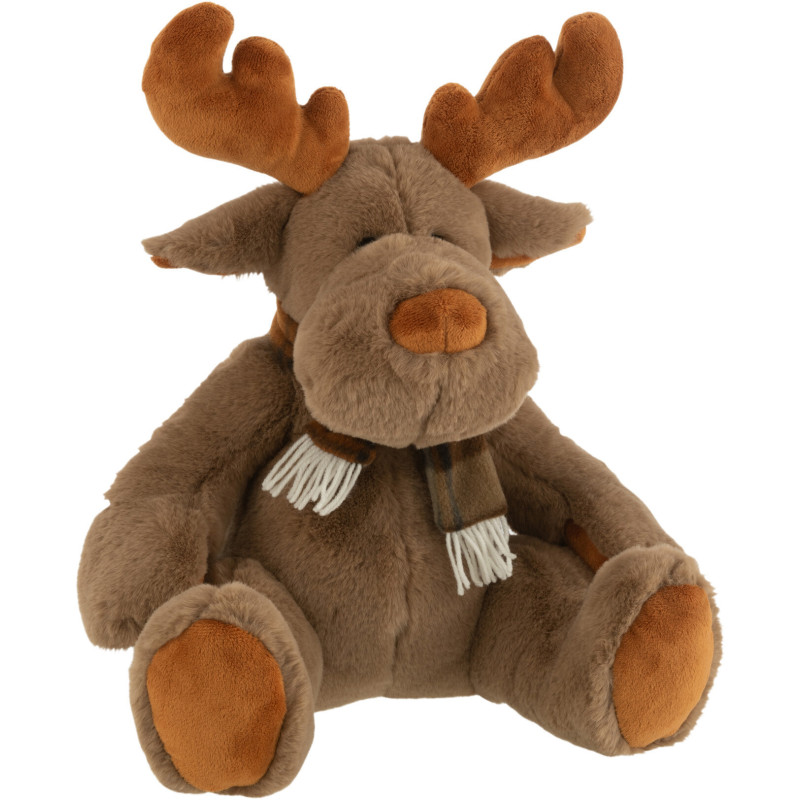 Décoration de Noël Renne avec écharpe 25 cm en Polyester Marron - 1