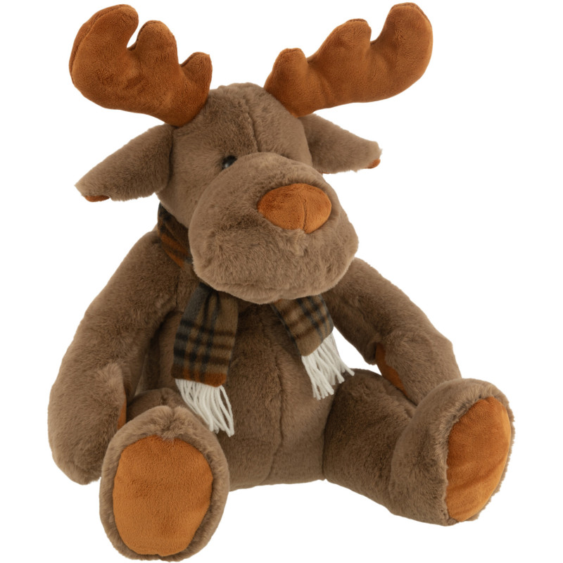 Décoration de Noël Renne avec écharpe 30 cm en Polyester Marron - 1